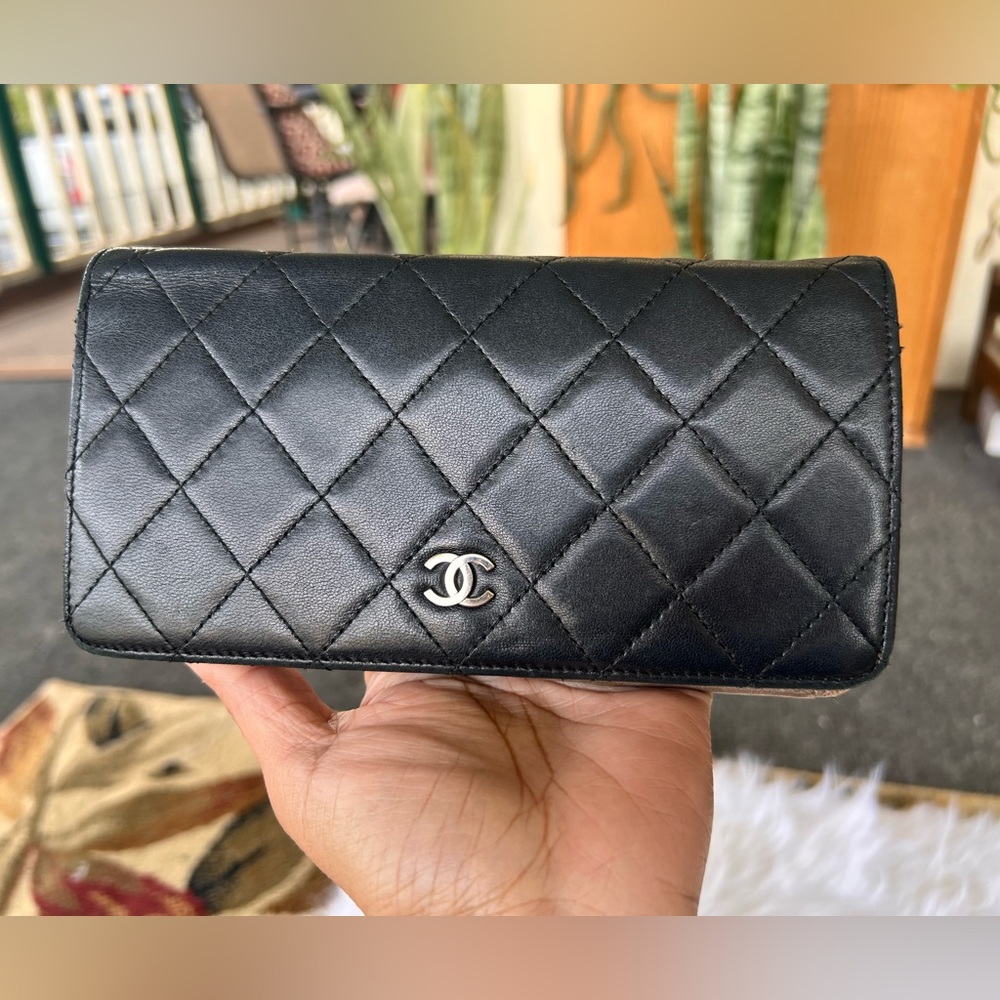 Chanel Lambskin Quilted Bi-Fold Long Wallet